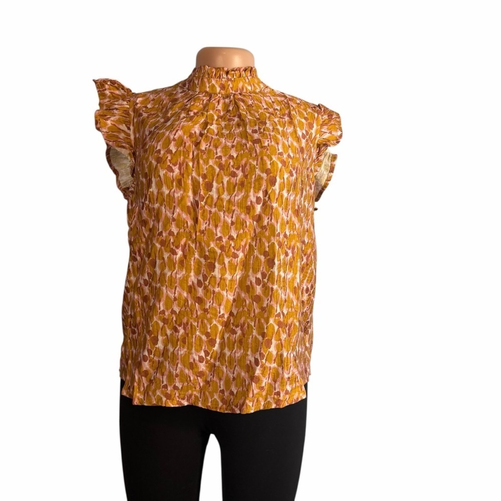Voy High Neck Ruffled Sleeve Top Multicolor - Picture 4 of 10